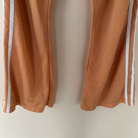 Planet Gold Peach Orange Mesh Wide Flare Leg Pants Joggers L Large - Picture 4 of 9